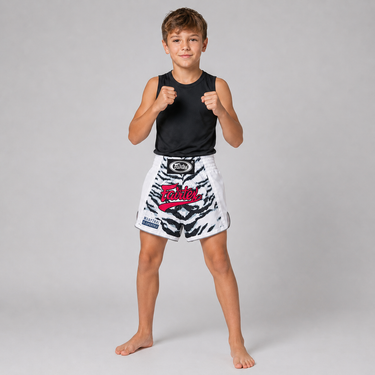 Fairtex Boxing Shorts for Kids - BSK2103 "White Tiger"