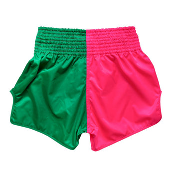 กางเกงมวยไทย - BS1911 สีชมพู/เขียว